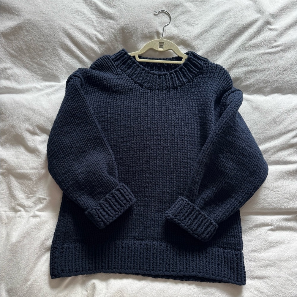 Tory Sport Hand Knit Navy Sweater